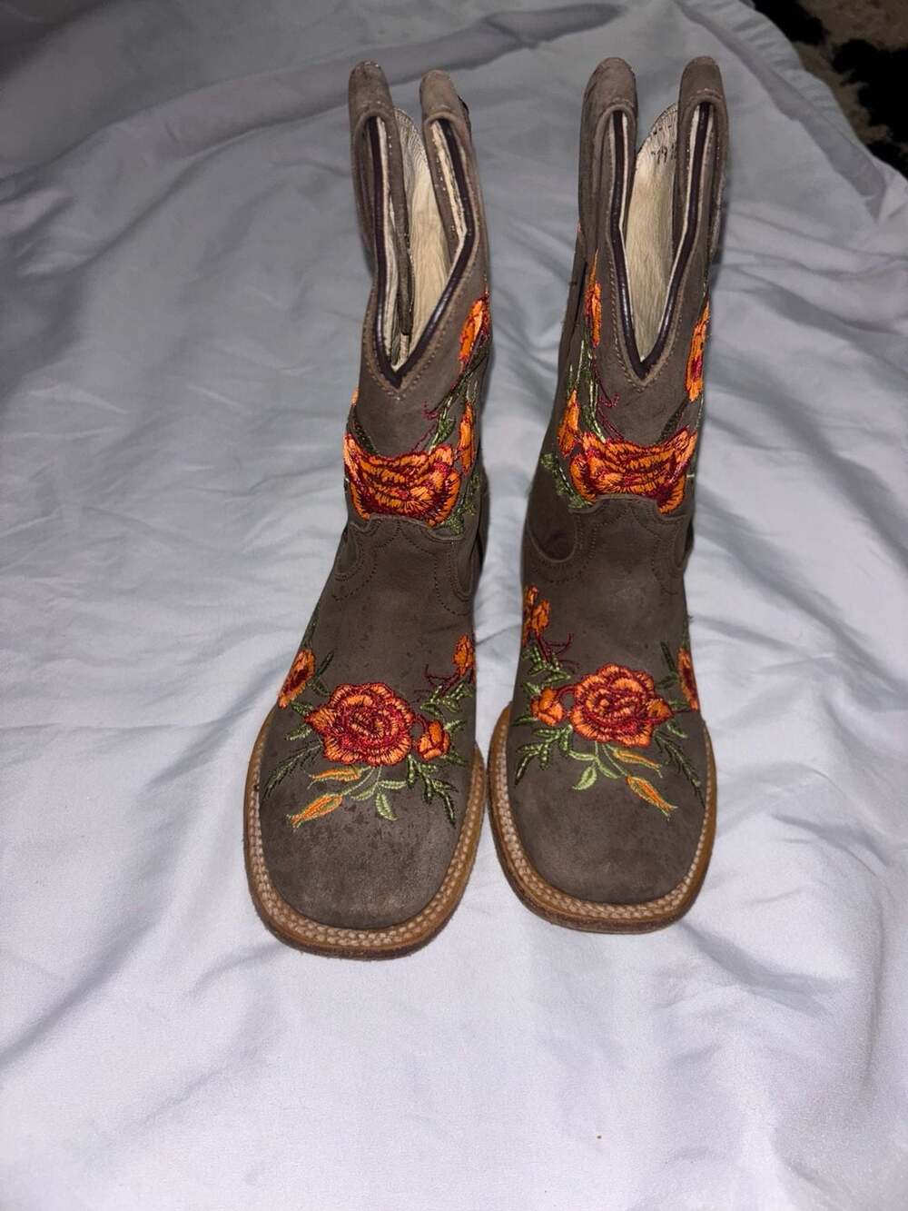 McAllen Cowboy Boots KIDS Brown Floral Embroidered Western